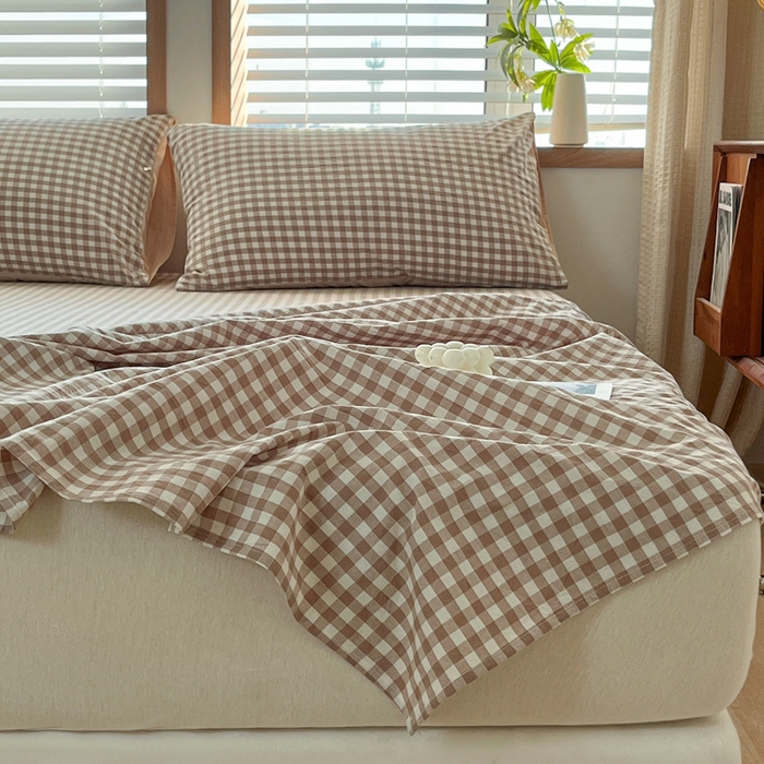 91家纺网 家纺一手货源 找家纺 启程家纺 2026新款全棉A类水洗棉多规格四件套单品-单床单 米小格