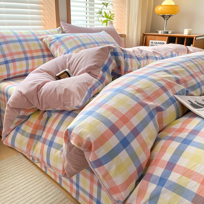 91家纺网 家纺一手货源 找家纺 启程家纺 2026新款全棉A类水洗棉多规格四件套单品-四件套 大冰激凌粉