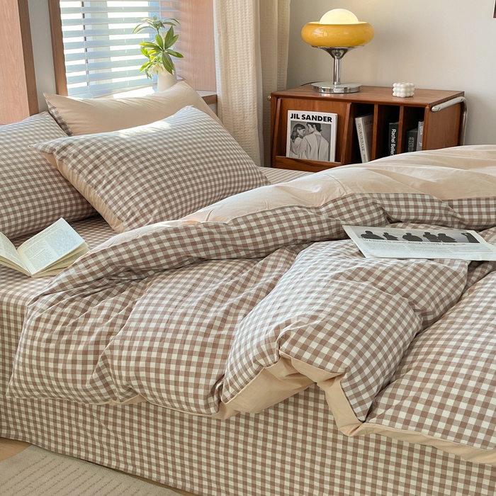 91家纺网 家纺一手货源 找家纺 启程家纺 2026新款全棉A类水洗棉多规格四件套单品-四件套 米小格