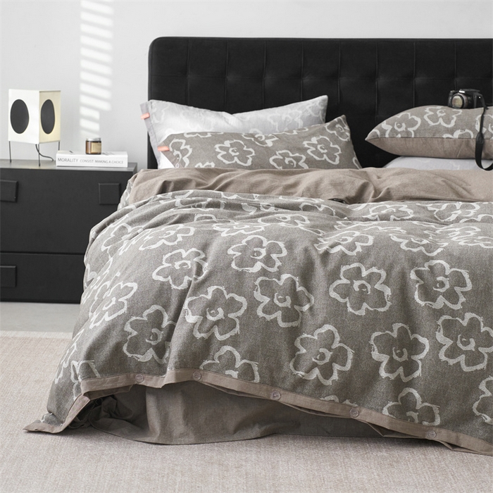 91家纺网 家纺一手货源 找家纺 安莱生活 2024新款双层纱大提花悠然纽扣宽边工艺款 悠然-浅灰