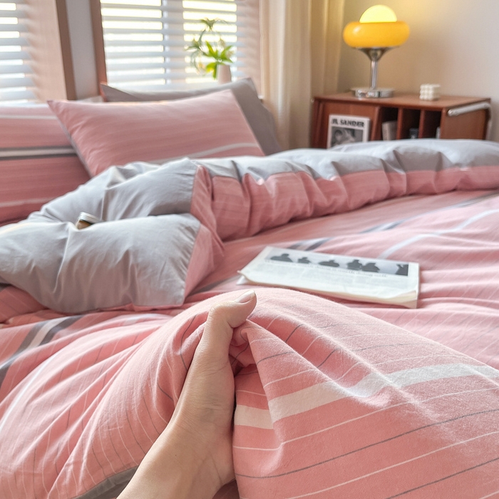 91家纺网 家纺一手货源 找家纺 启程家纺 2026新款全棉A类水洗棉多规格四件套单品-四件套 格林粉