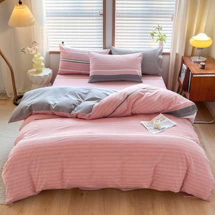 启程家纺 2026新款全棉A类水洗棉多规格四件套单品-四件套 格林粉