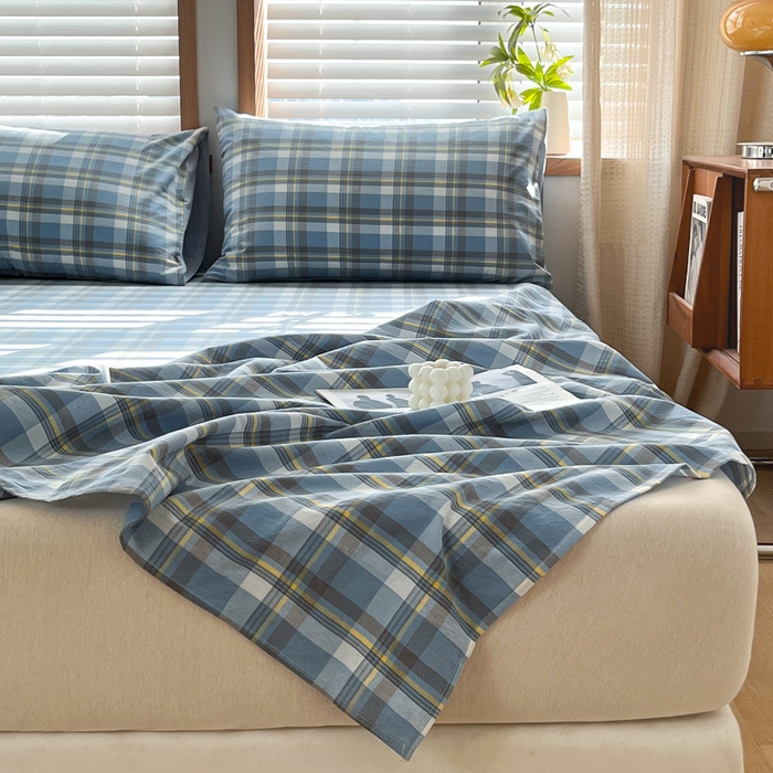 91家纺网 家纺一手货源 找家纺 启程家纺 2026新款全棉A类水洗棉多规格四件套单品-单床单 莫妮蓝