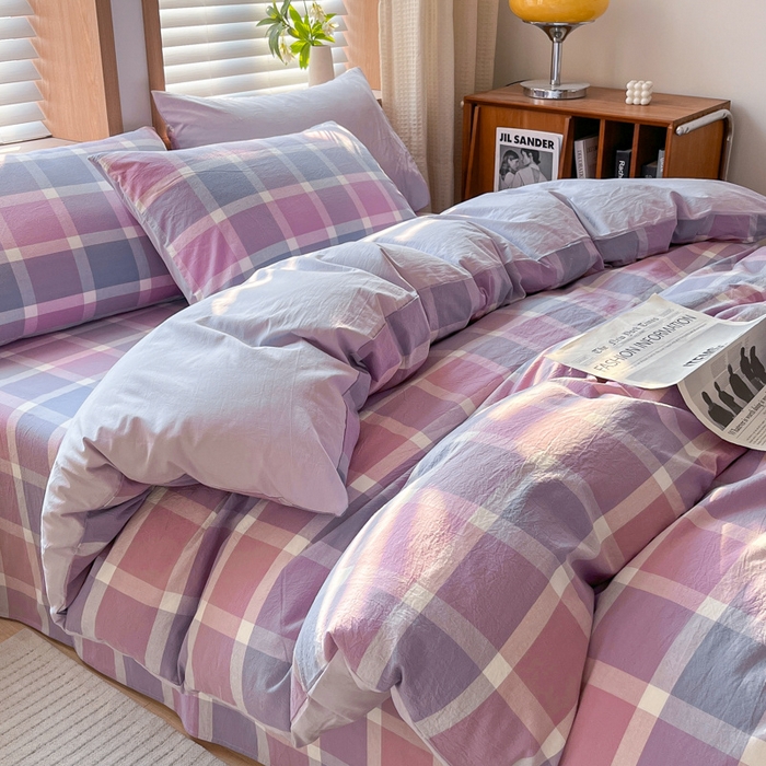 91家纺网 家纺一手货源 找家纺 启程家纺 2026新款全棉A类水洗棉多规格四件套单品-四件套 爱格紫