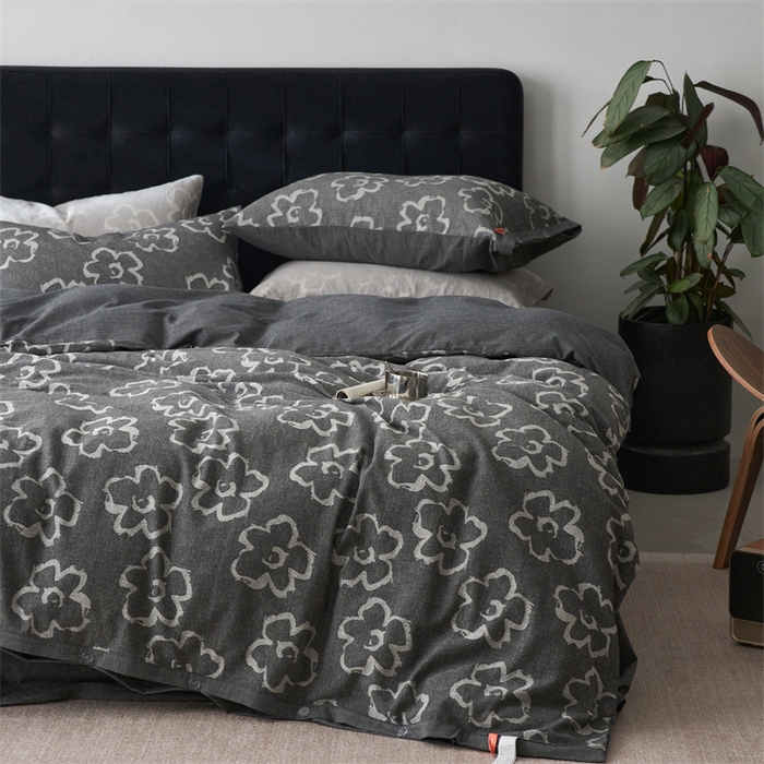 91家纺网 家纺一手货源 找家纺 安莱生活 2024新款双层纱大提花悠然纽扣宽边工艺款 悠然-深灰