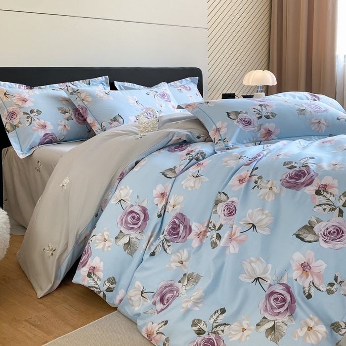 91家纺网 家纺一手货源 找家纺 格里芬家纺 2025新款全棉四件套13376纯棉印花四件套 春涧-兰