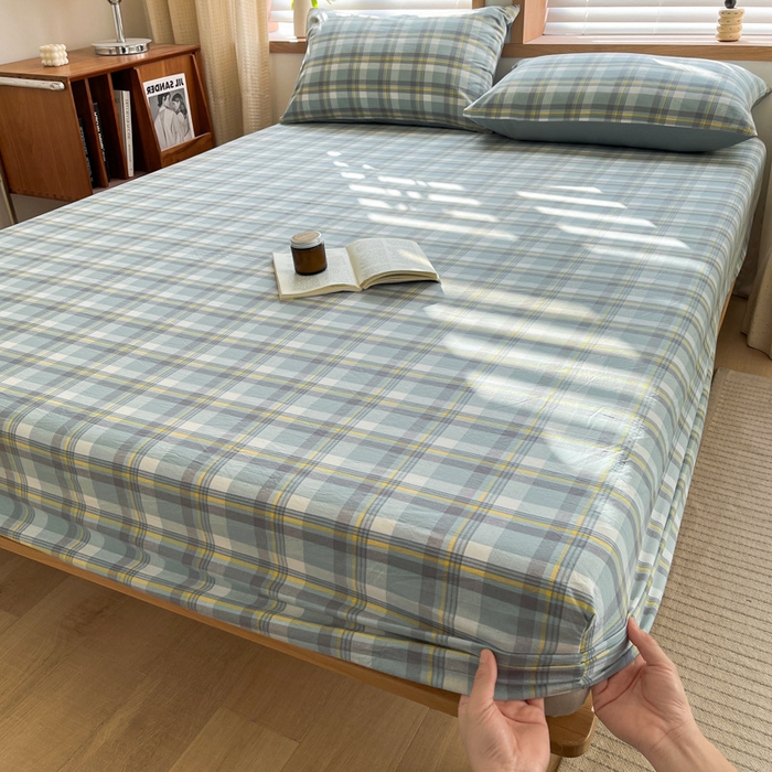 91家纺网 家纺一手货源 找家纺 启程家纺 2026新款全棉A类水洗棉多规格四件套单品-单床笠 莫妮绿