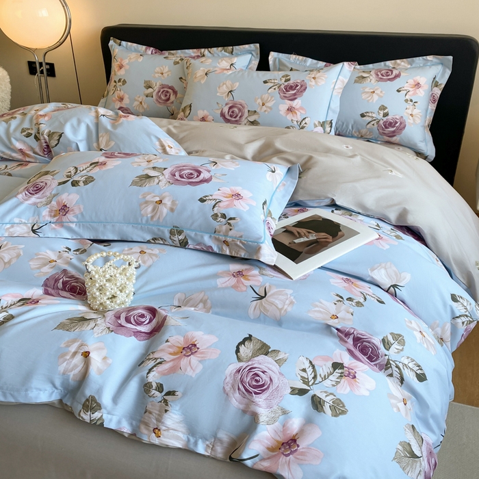 91家纺网 家纺一手货源 找家纺 格里芬家纺 2025新款全棉四件套13376纯棉印花四件套 春涧-兰