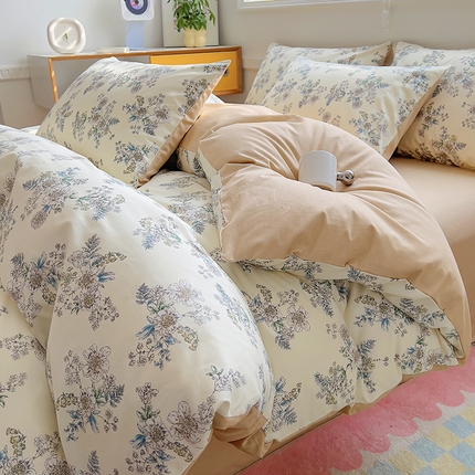 91家纺网 家纺一手货源 找家纺 （总）百寐2024新款卡通碎花文艺复古小清新全棉13372床笠床单被套三四件套