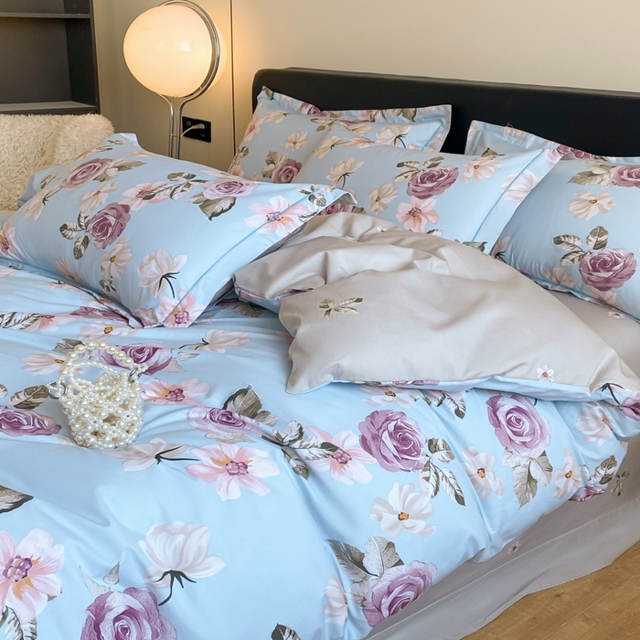 91家纺网 家纺一手货源 找家纺 格里芬家纺 2025新款全棉四件套13376纯棉印花四件套 春涧-兰