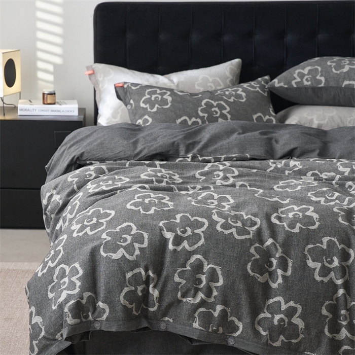 91家纺网 家纺一手货源 找家纺 安莱生活 2024新款双层纱大提花悠然纽扣宽边工艺款 悠然-深灰