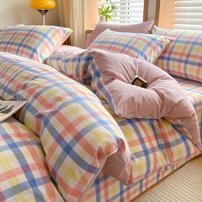 91家纺网 家纺一手货源 找家纺 启程家纺 2026新款全棉A类水洗棉多规格四件套单品-四件套 大冰激凌粉