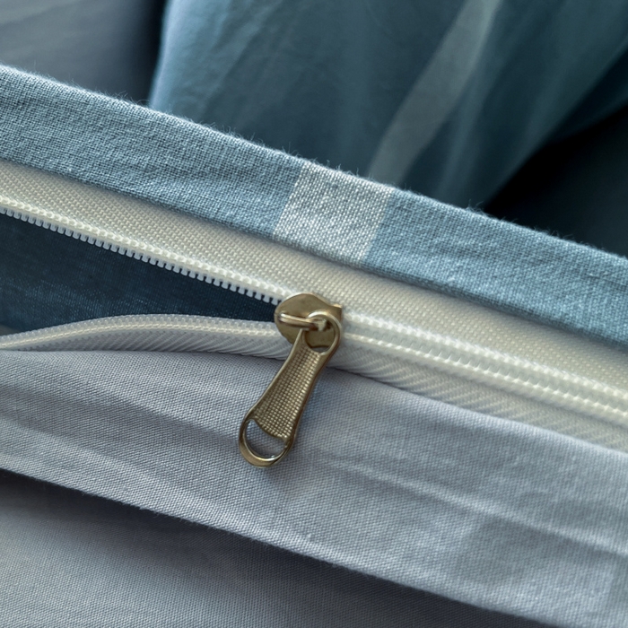 91家纺网 家纺一手货源 找家纺 启程家纺 2026新款全棉A类水洗棉多规格四件套单品-四件套 蓝灰中格