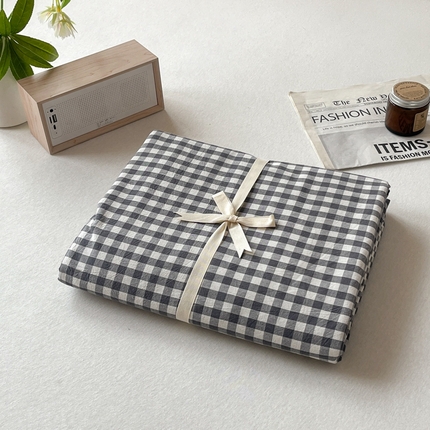 91家纺网 家纺一手货源 找家纺 启程家纺 2026新款全棉A类水洗棉多规格四件套单品-单被套 灰小格