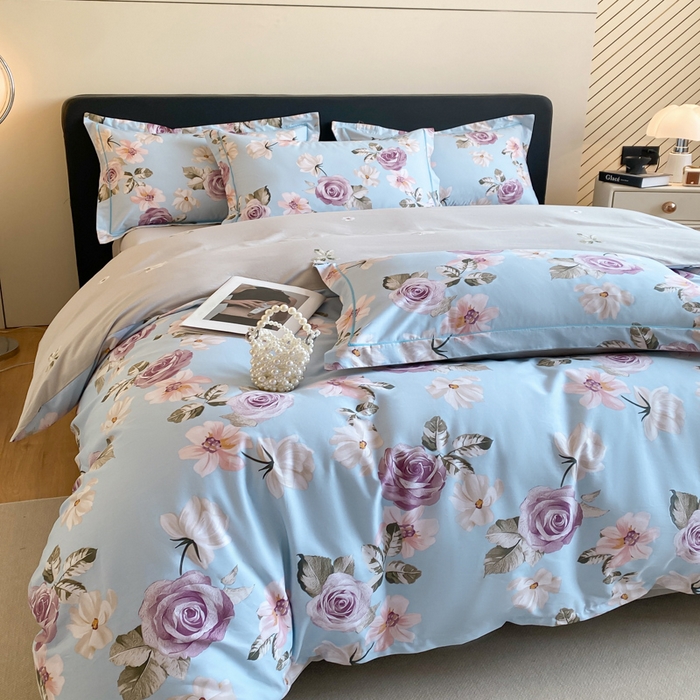 91家纺网 家纺一手货源 找家纺 格里芬家纺 2025新款全棉四件套13376纯棉印花四件套 春涧-兰