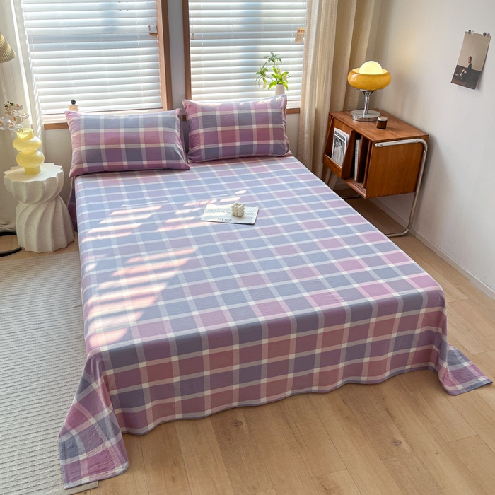 91家纺网 家纺一手货源 找家纺 启程家纺 2026新款全棉A类水洗棉多规格四件套单品-单床单 爱格紫