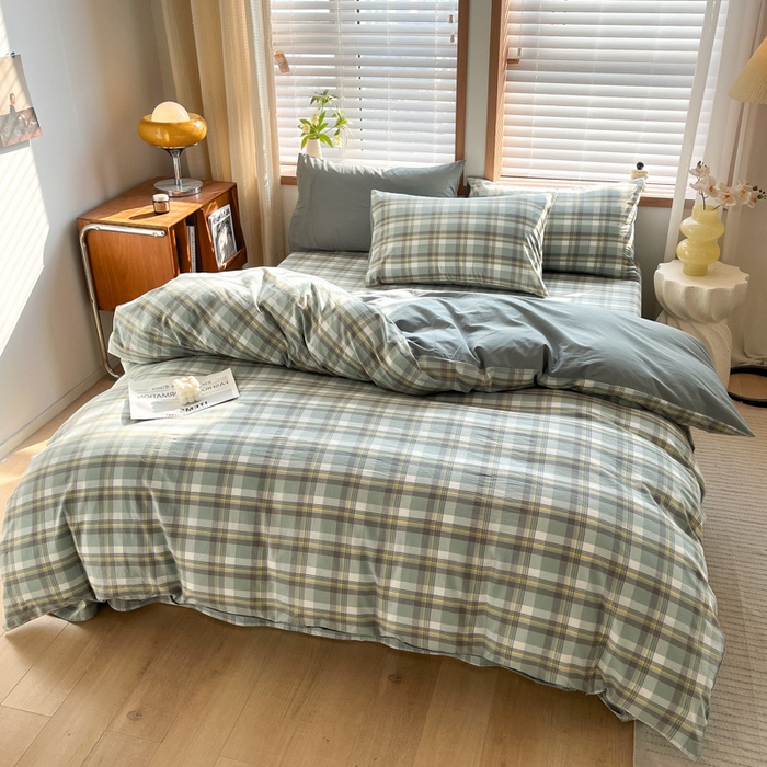 91家纺网 家纺一手货源 找家纺 启程家纺 2026新款全棉A类水洗棉多规格四件套单品-四件套 莫妮绿