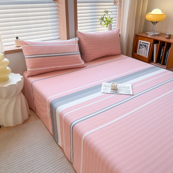 91家纺网 家纺一手货源 找家纺 启程家纺 2026新款全棉A类水洗棉多规格四件套单品-单床单 格林粉