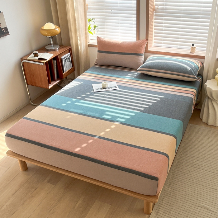 91家纺网 家纺一手货源 找家纺 启程家纺 2026新款全棉A类水洗棉多规格四件套单品-单床笠 斯诺克