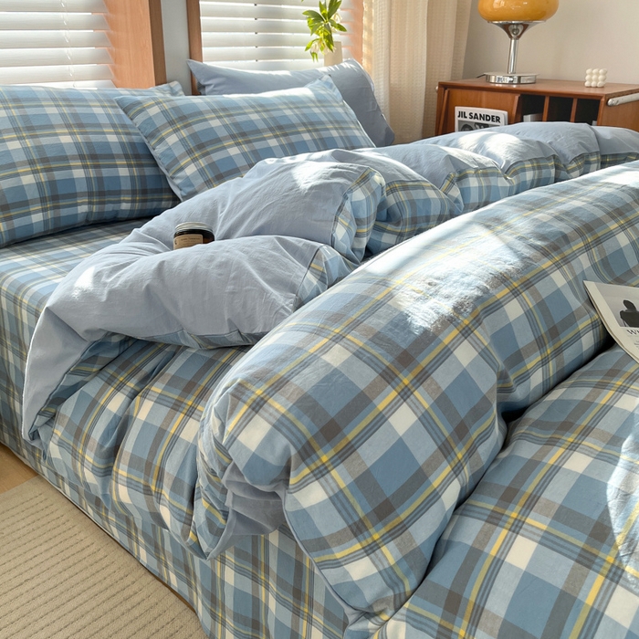 91家纺网 家纺一手货源 找家纺 启程家纺 2026新款全棉A类水洗棉多规格四件套单品-四件套 莫妮蓝