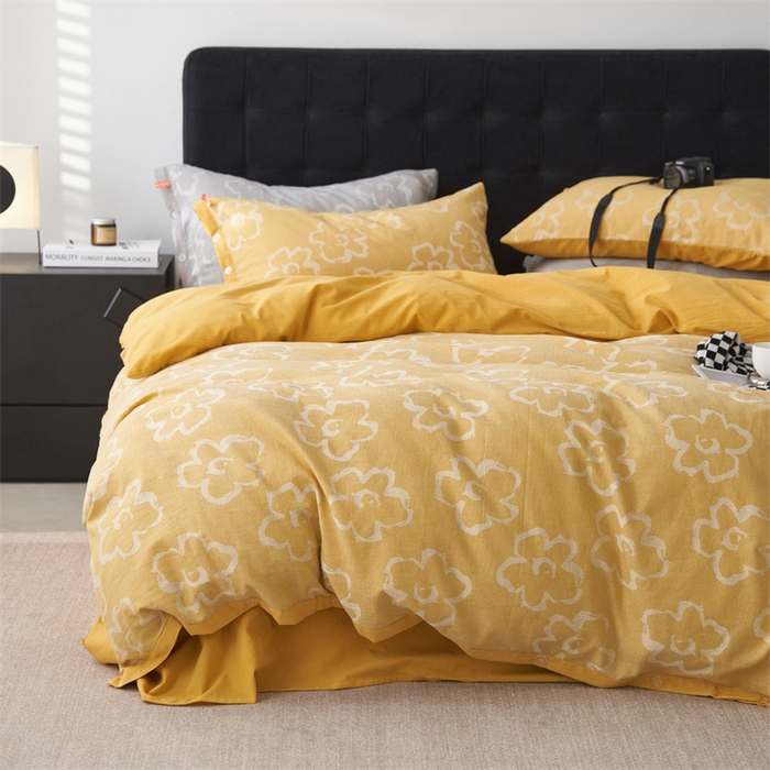 91家纺网 家纺一手货源 找家纺 安莱生活 2024新款双层纱大提花悠然纽扣宽边工艺款 悠然-姜黄