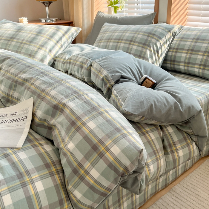 91家纺网 家纺一手货源 找家纺 启程家纺 2026新款全棉A类水洗棉多规格四件套单品-四件套 莫妮绿