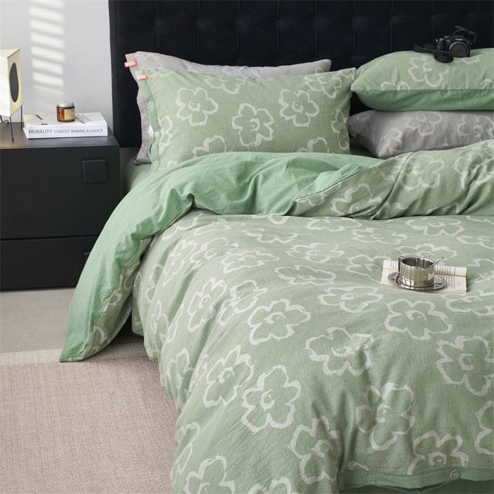 91家纺网 家纺一手货源 找家纺 安莱生活 2024新款双层纱大提花悠然纽扣宽边工艺款 悠然-嫩绿