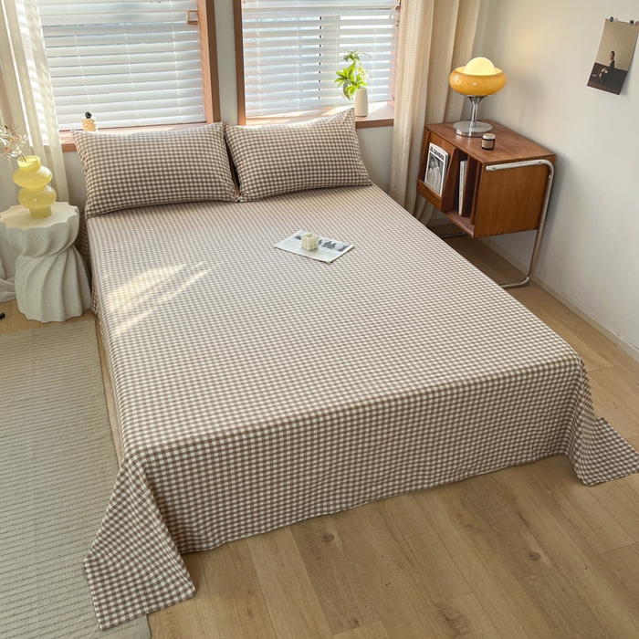 91家纺网 家纺一手货源 找家纺 启程家纺 2026新款全棉A类水洗棉多规格四件套单品-单床单 米小格