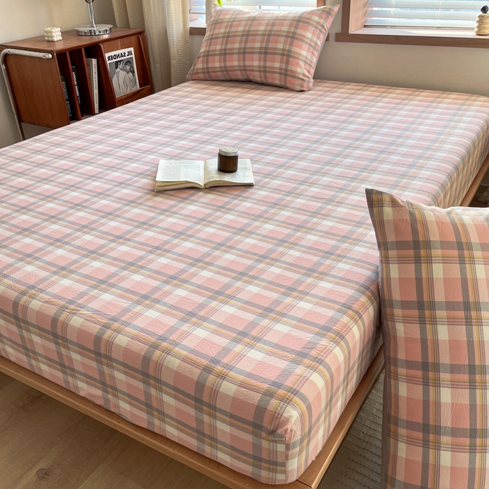 91家纺网 家纺一手货源 找家纺 启程家纺 2026新款全棉A类水洗棉多规格四件套单品-单床笠 莫妮玉