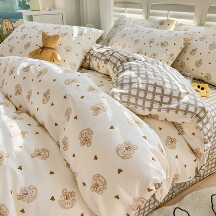 91家纺网 家纺一手货源 找家纺 （总）百寐2024新款卡通碎花文艺复古小清新全棉13372床笠床单被套三四件套