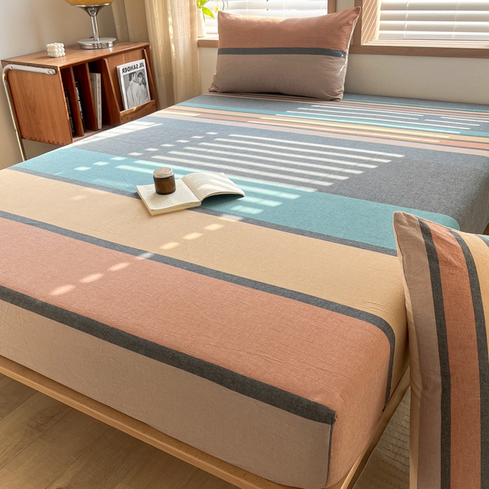 91家纺网 家纺一手货源 找家纺 启程家纺 2026新款全棉A类水洗棉多规格四件套单品-单床笠 斯诺克