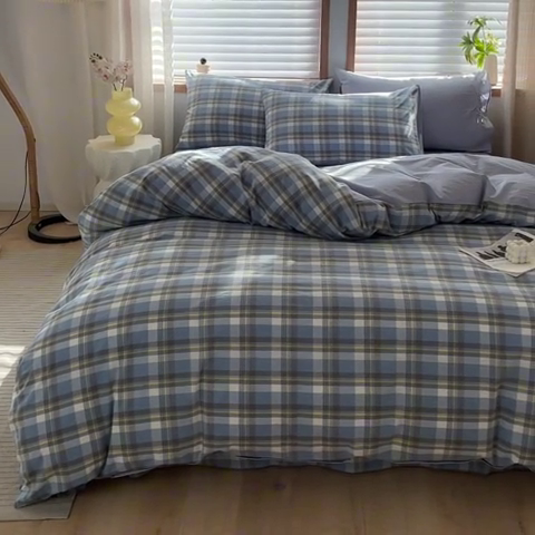 91家纺网 家纺一手货源 找家纺 启程家纺 2026新款全棉A类水洗棉多规格四件套单品-四件套 莫妮蓝