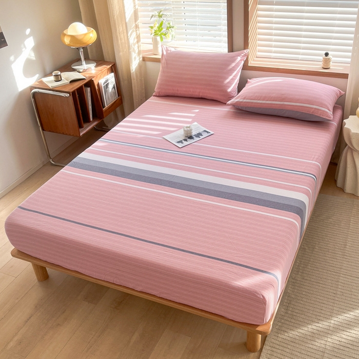 91家纺网 家纺一手货源 找家纺 启程家纺 2026新款全棉A类水洗棉多规格四件套单品-单床笠 格林粉