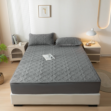 91家纺网 家纺一手货源 找家纺 久云居 2024新款全棉防水床笠 高级灰