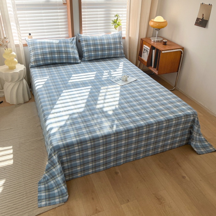 91家纺网 家纺一手货源 找家纺 启程家纺 2026新款全棉A类水洗棉多规格四件套单品-单床单 莫妮蓝