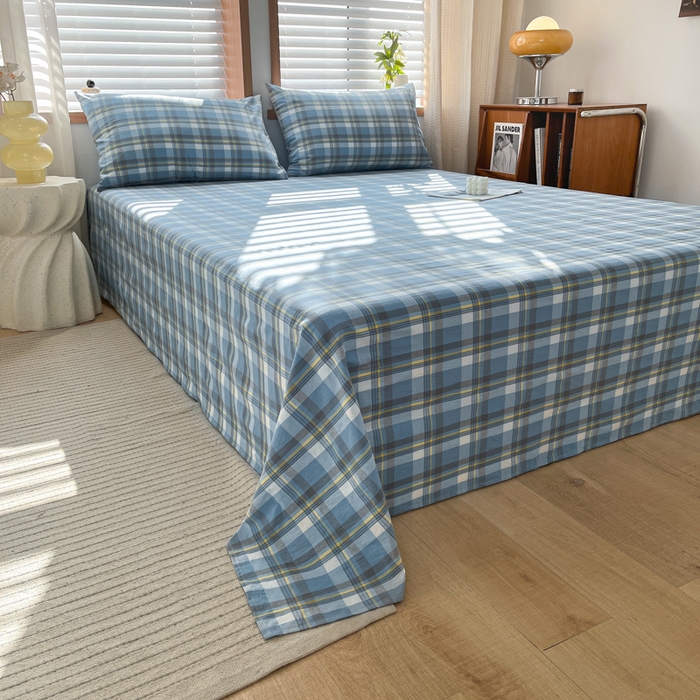 91家纺网 家纺一手货源 找家纺 启程家纺 2026新款全棉A类水洗棉多规格四件套单品-单床单 莫妮蓝