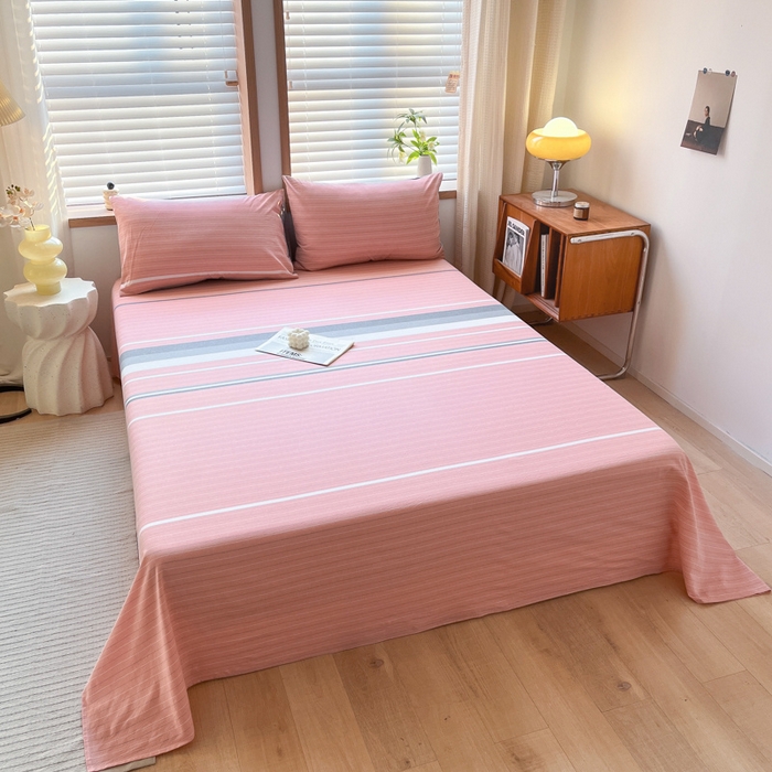 91家纺网 家纺一手货源 找家纺 启程家纺 2026新款全棉A类水洗棉多规格四件套单品-单床单 格林粉