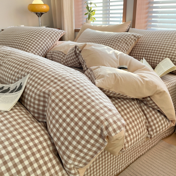 91家纺网 家纺一手货源 找家纺 启程家纺 2026新款全棉A类水洗棉多规格四件套单品-四件套 米小格