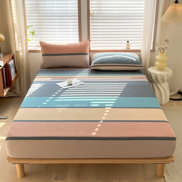 91家纺网 家纺一手货源 找家纺 启程家纺 2026新款全棉A类水洗棉多规格四件套单品-单床笠 斯诺克