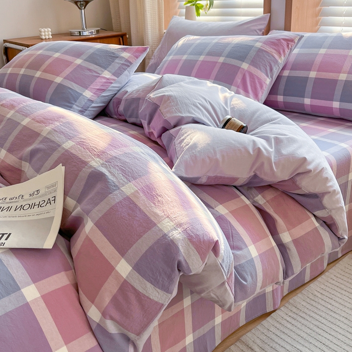 91家纺网 家纺一手货源 找家纺 启程家纺 2026新款全棉A类水洗棉多规格四件套单品-四件套 爱格紫