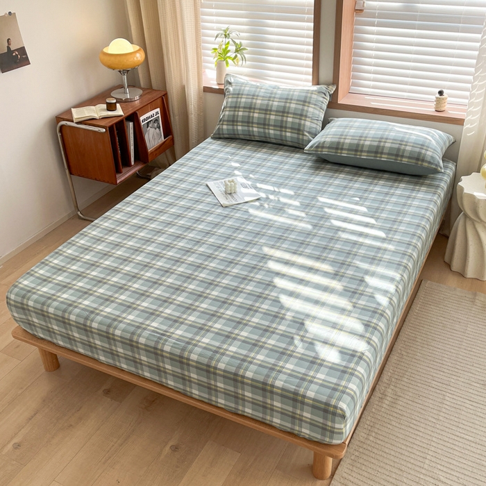 91家纺网 家纺一手货源 找家纺 启程家纺 2026新款全棉A类水洗棉多规格四件套单品-单床笠 莫妮绿