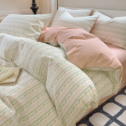 91家纺网 家纺一手货源 找家纺 百寐 2024新款全棉13070印花四件套 清雅