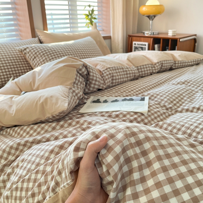 91家纺网 家纺一手货源 找家纺 启程家纺 2026新款全棉A类水洗棉多规格四件套单品-四件套 米小格