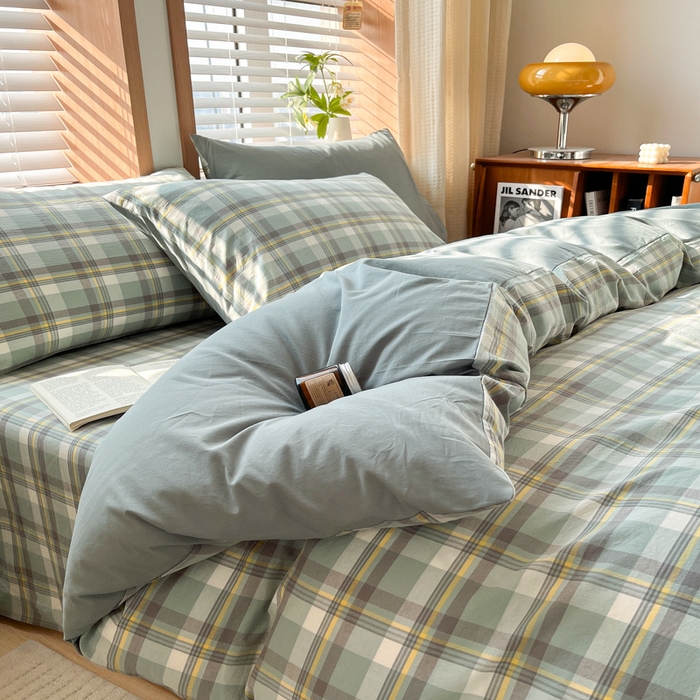 91家纺网 家纺一手货源 找家纺 启程家纺 2026新款全棉A类水洗棉多规格四件套单品-四件套 莫妮绿