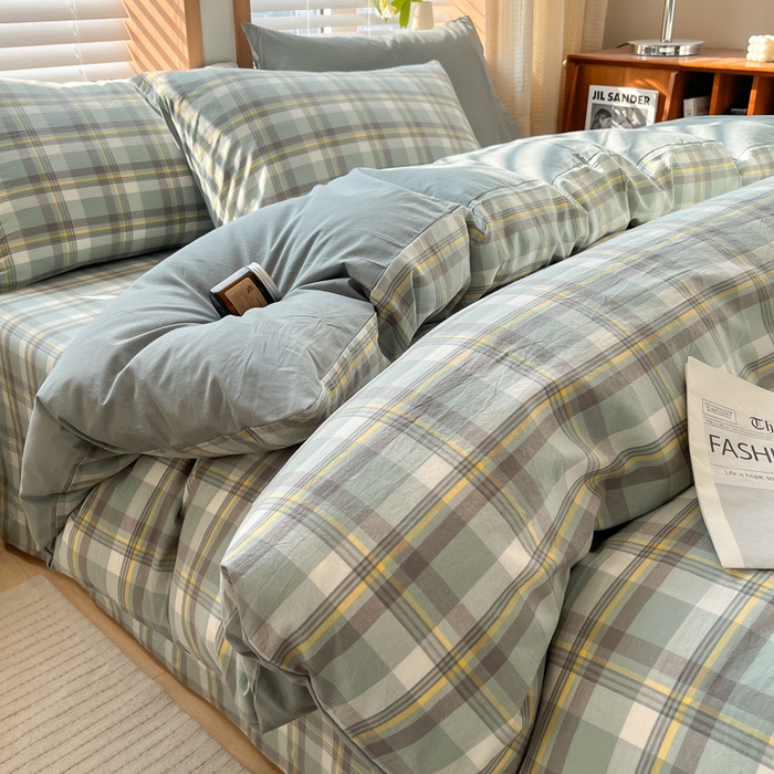 91家纺网 家纺一手货源 找家纺 启程家纺 2026新款全棉A类水洗棉多规格四件套单品-四件套 莫妮绿