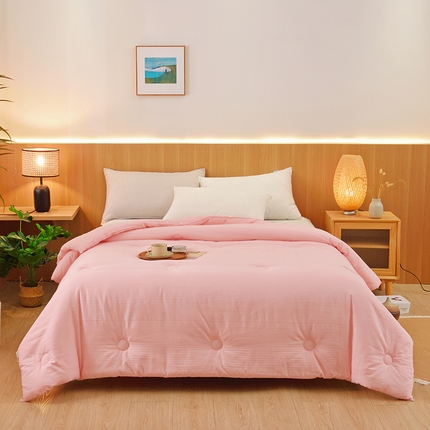 91家纺网 家纺一手货源 找家纺 启优家纺 2024新款全棉羽丝绒被子 粉色