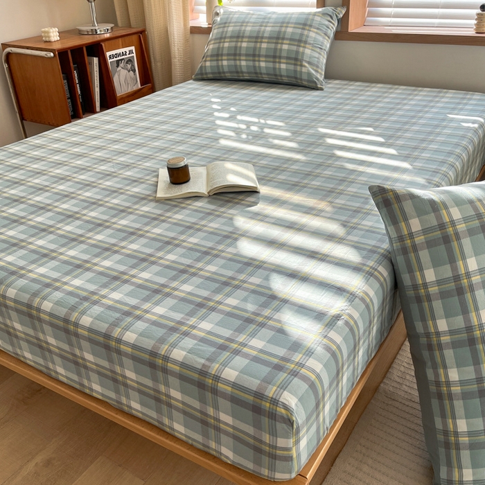 91家纺网 家纺一手货源 找家纺 启程家纺 2026新款全棉A类水洗棉多规格四件套单品-单床笠 莫妮绿