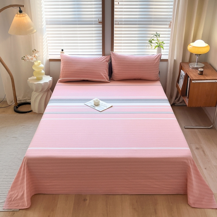 91家纺网 家纺一手货源 找家纺 启程家纺 2026新款全棉A类水洗棉多规格四件套单品-单床单 格林粉