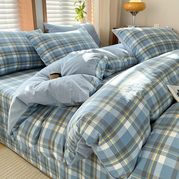 91家纺网 家纺一手货源 找家纺 启程家纺 2026新款全棉A类水洗棉多规格四件套单品-四件套 莫妮蓝