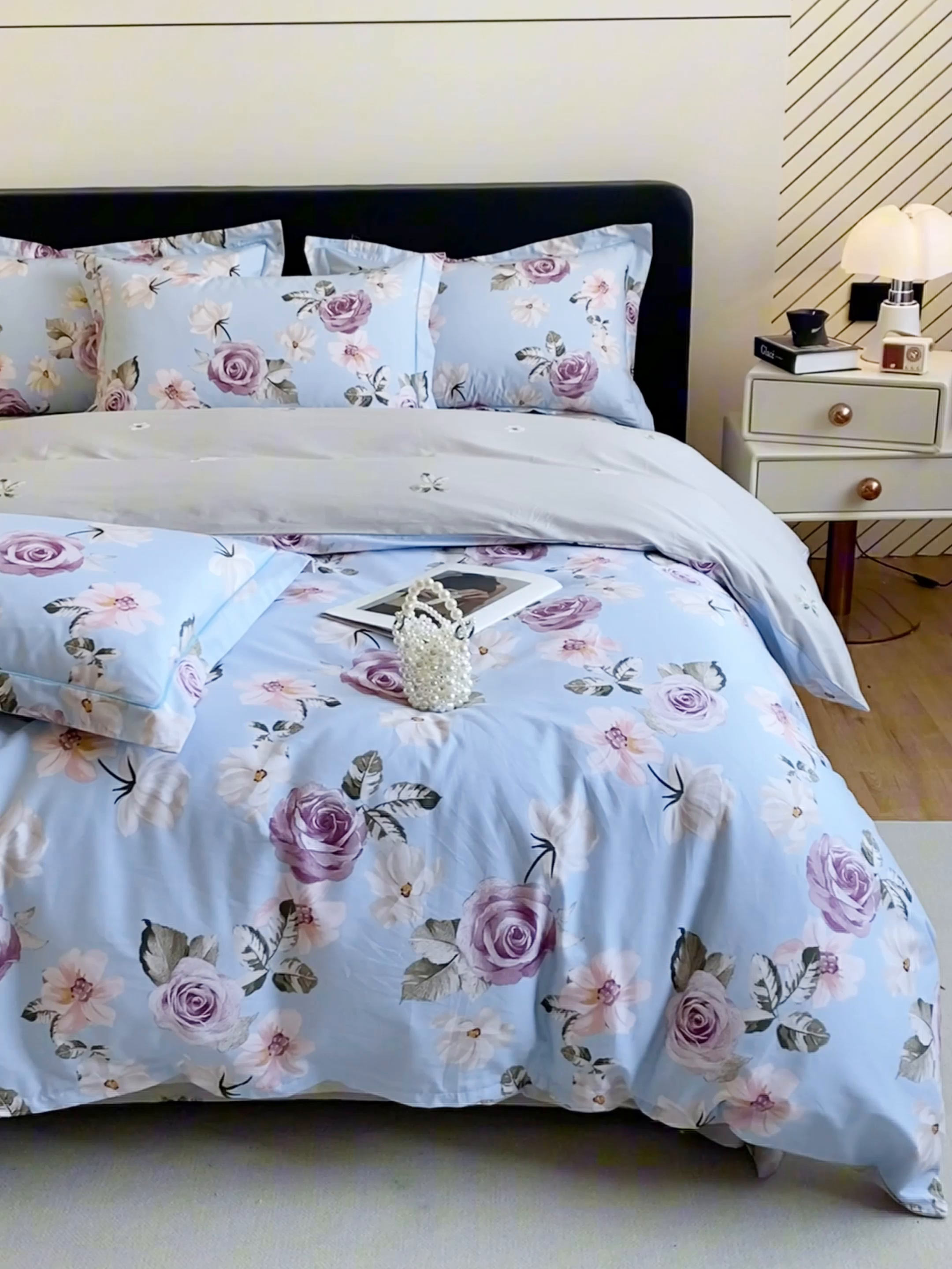 91家纺网 家纺一手货源 找家纺 格里芬家纺 2025新款全棉四件套13376纯棉印花四件套 春涧-兰